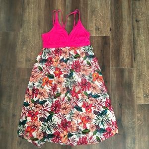 Target Pink top with Bright Floral pattern Maxi Dress Size XL.